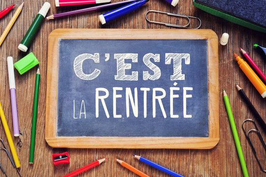 text cest la rentree, back to school in french