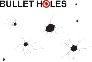 Several different bullet holes Doodle on the white backgrounds