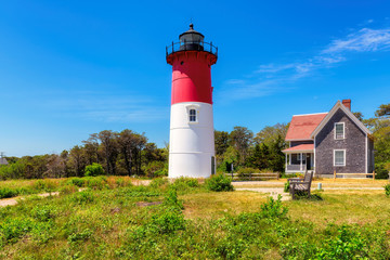 Fototapeta na wymiar Nauset lighthouse is one of the famous lighthouses on Cape Cod, Massachusetts