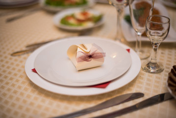 The decorations for wedding table