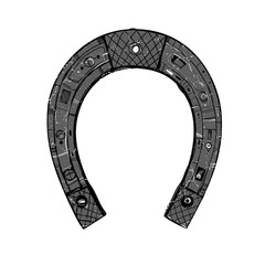 Iron horseshoe on a white background. Isolated object.  Vintage illustration.