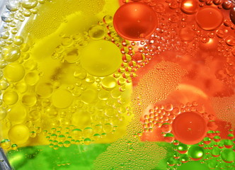 oil bubble floating on water surface in colorful background