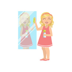Girl Cleaning The Mirror