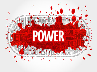 POWER word cloud collage, health concept background