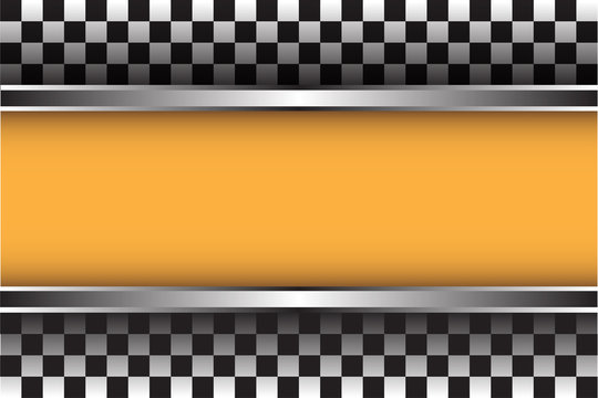 Checkered pattern and yellow space design for race sport background vector illustration.