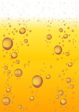 Beer with Foam and Bubbles. Vector Background