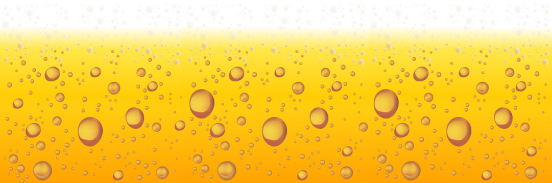 Beer with Foam and Bubbles. Vector Horizontal Background