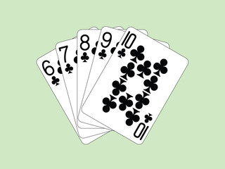 Straight Flush of Clubs vector illustration