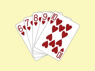 Straight Flush of Hearts vector illustration