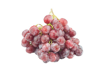 Ripe red grapes isolated on white background,close-up
