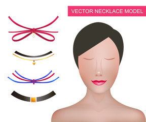 Woman Model Template For Necklaces and Accessories . Choker Constructor. Fashion Vector Illustration.