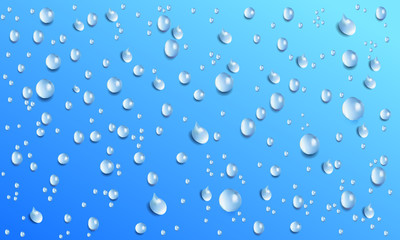 Fototapeta na wymiar Vector Water Drops On Blue Background