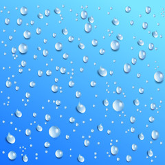 Vector Water Drops On Blue Background