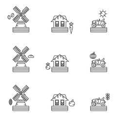 Naklejka premium Organic farm products vector icon set