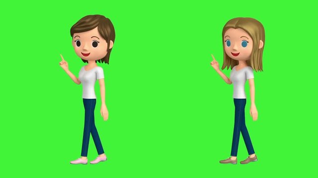3D animation - Animation of two women who continue walking.
