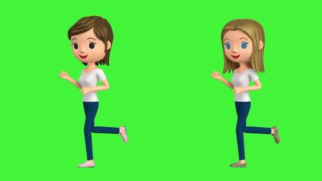 3D animation - Animation of the women who wore the T-shirt which continued running.
