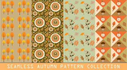 seamless vector autumn patterns collection