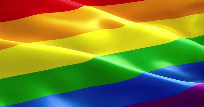 waving colorful of gay pride rainbow flag, civil right flag seamless looping 3D rendering, peace in the world concept