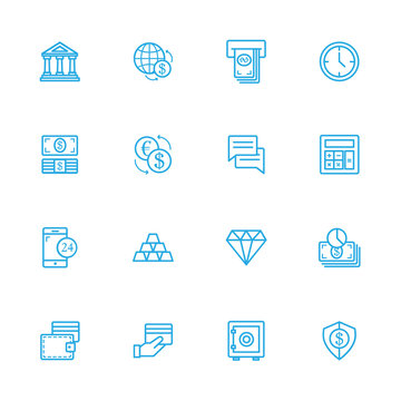 Banking line icons, Finance line icon set