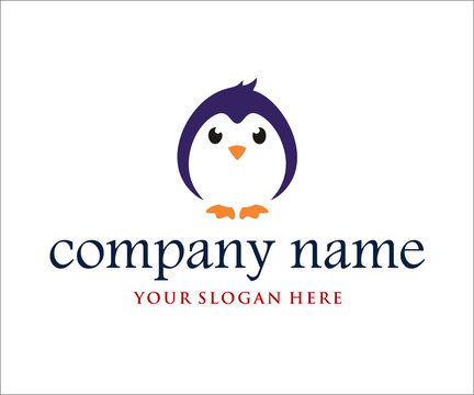 Cartoon Cute Penguin IT Logo