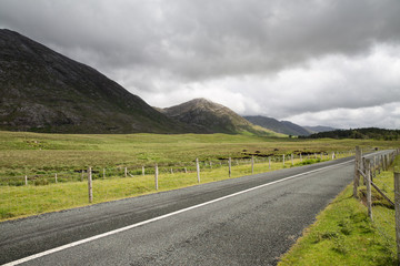 asphalt road at connemara in ireland