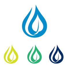 Leaf Fresh Water Drop Logo Icon