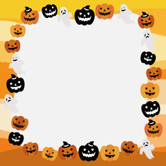 Halloween frame of pumpkin and ghost