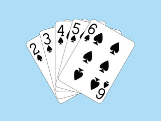 Straight Flush of Spades vector illustration