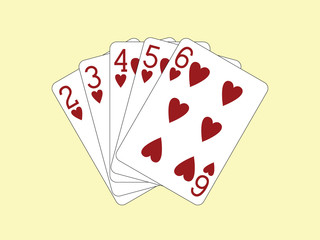 Straight Flush of Hearts vector illustration