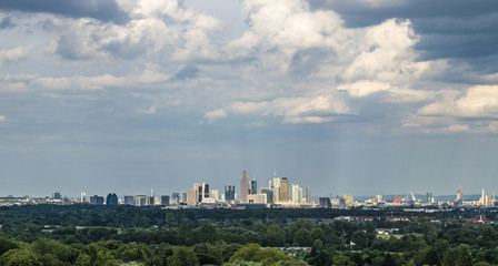Fototapeta premium skyline of Frankfurt Hoechst with blue sky