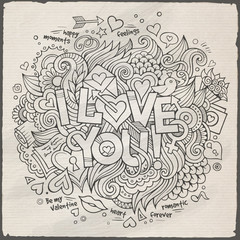 Obraz premium I Love You hand lettering and doodles elements