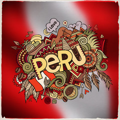 Peru hand lettering and doodles elements 