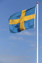Swedish flag blowing in the wind