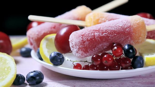 popsicles with berries and fruit