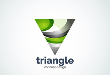 Triangle logo template, triple cycle or pyramid concept
