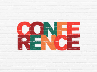 Business concept: Conference on wall background