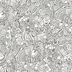 Cartoon vector art and craft seamless pattern