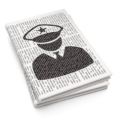 Privacy concept: Police on Newspaper background