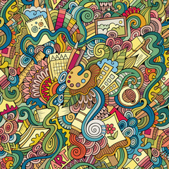 Cartoon vector art and craft seamless pattern