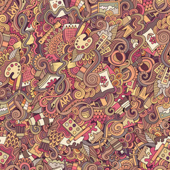 Naklejka premium Cartoon vector art and craft seamless pattern