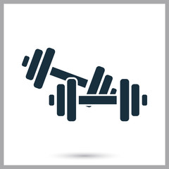 Sport dumbells icon on the background
