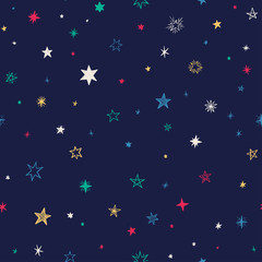 Fototapeta na wymiar Seamless pattern with handdrawn stars. Doodle vector illustration.