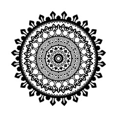 Black and white geometric round ethnic decorative element