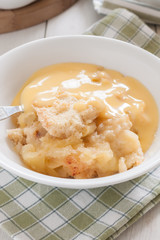 Apple crumble or cobbler and vanilla custard
