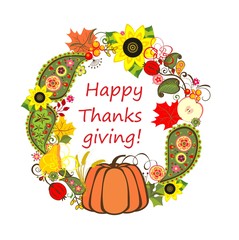 Fototapeta premium Autumnal floral frame for Thanksgiving