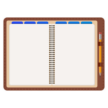 open agenda with pencil