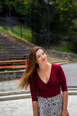 Beautiful young woman in the outdoor theater