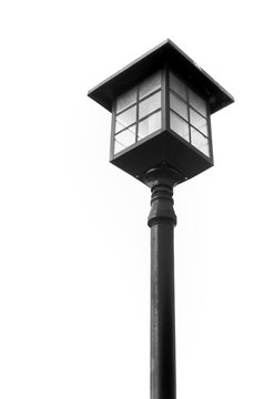 Fototapeta A decorated street lamp, Light pole isolated on white blackgroud
