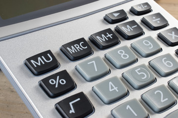 Close up view of office calculator.