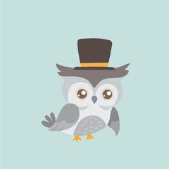 
Cute cartoon owl in a hat.
